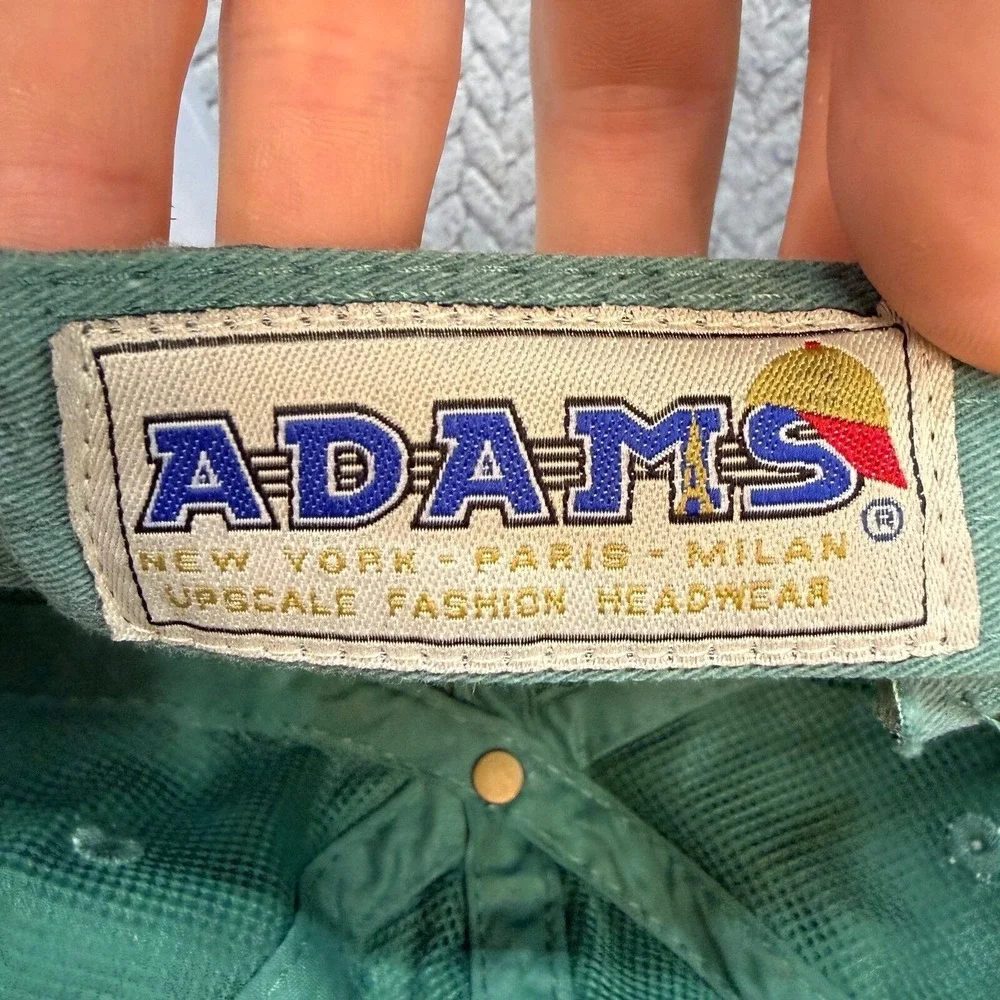 Adams Local Heart Embroidered Green Pigment Dyed Leather Strapback Dad Hat LP101